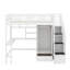 Lit mezzanine simple avec bibliothèque, tiroirs, bureau et garde-robe-339239263