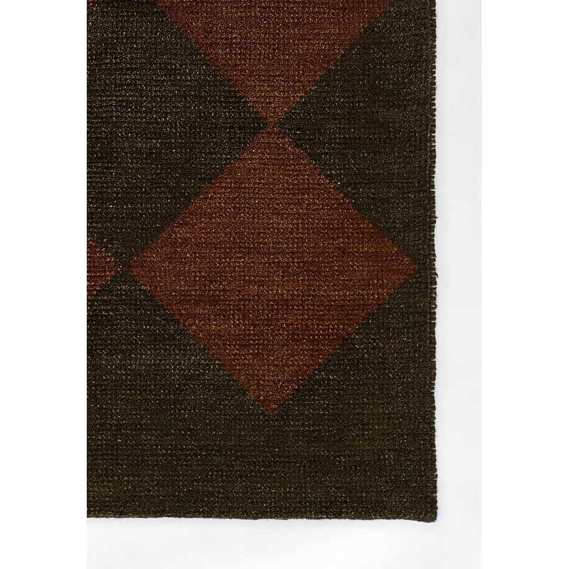 Copper and Dark Brown Rectangular Wool Handmade Area Rug
