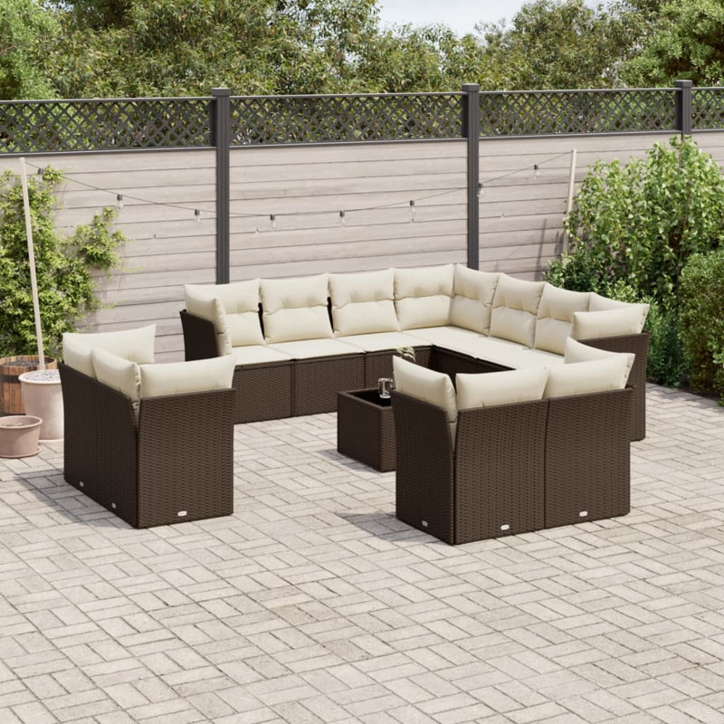 Vidaxl Garden Sofa Set  PE Rattan Large Adjustable Feet