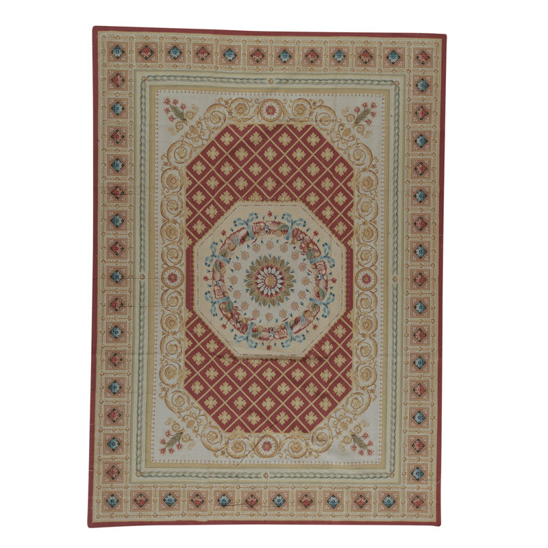 Hand-Knotted High-Quality Rose and Beige Area Rug