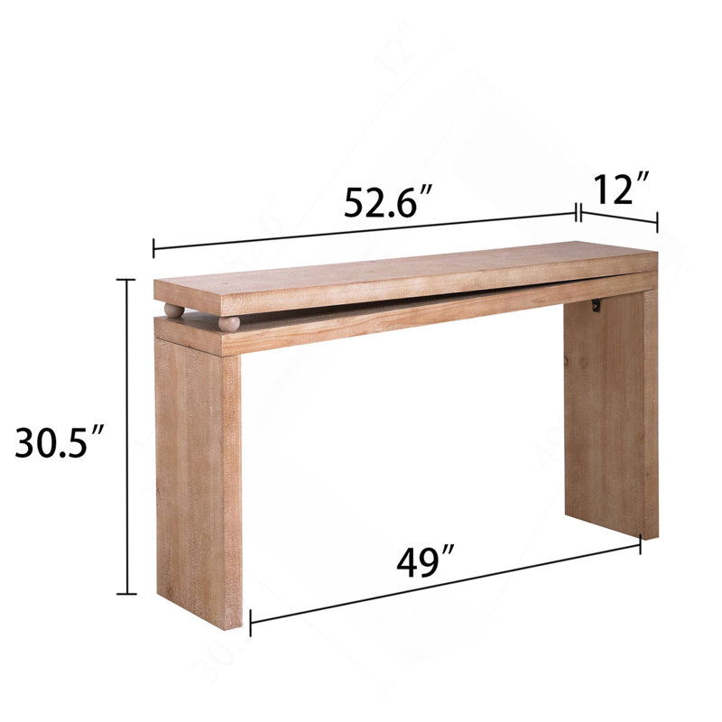 Narrow Console Table, Slim Entryway Table, Small Space Sofa Table, 52 Inch Hallway Table, Wood Console Table With Bead Detail, Rustic Modern Console, Natural Wood Finish Table, Minimalist Foyer Table.