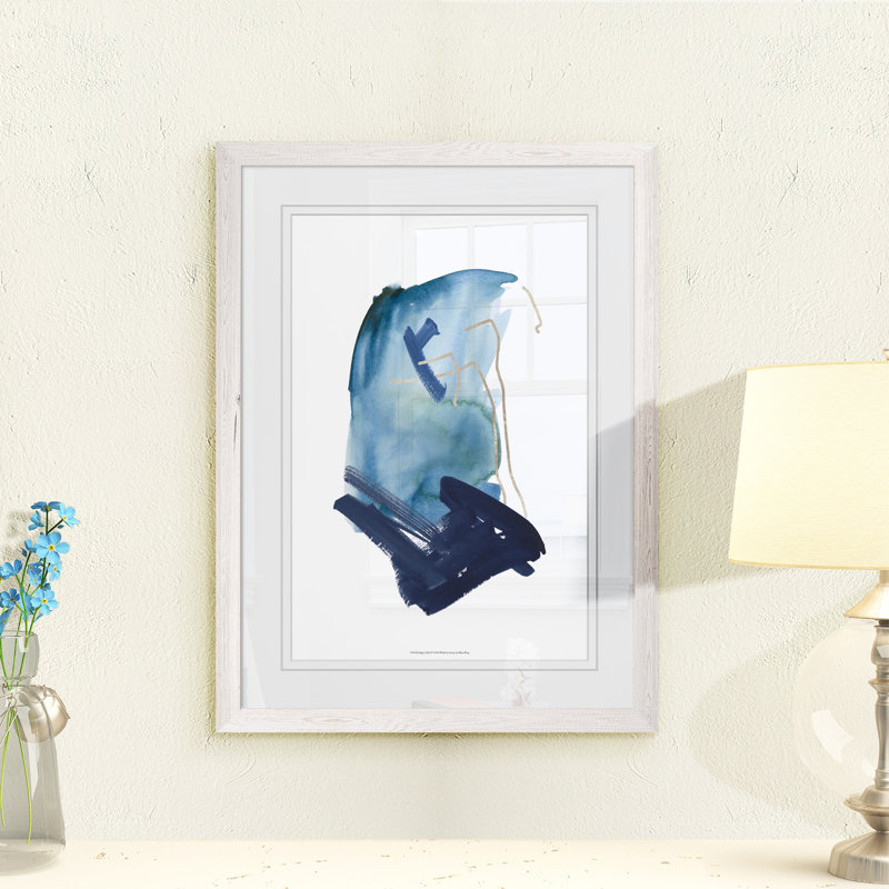 "Indigo Collide IV", reproduction d’art encadrée, H 28 po x l 38 po x P 1,3 po, Papier avec cadre blanc