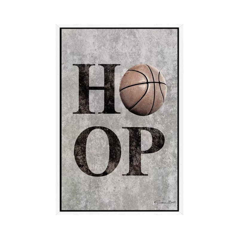 Basketball HOOP - Print on Canvas, White Floater Framed, 66.04cm H x 45.72cm W x 3.81cm D