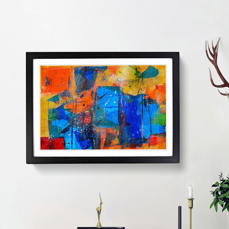 Abstract Art Painting Vol.333 by S.Johnson - Picture Frame Painting Print, 27cm H x 36cm W x 2cm D, Black Framed