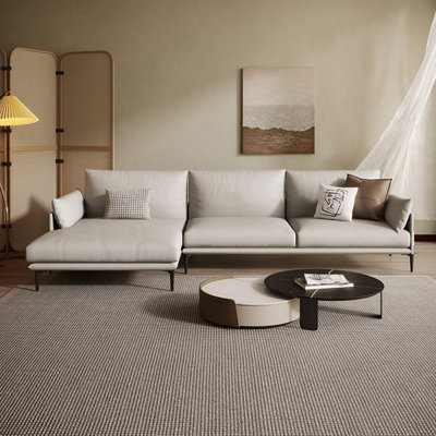 2 - Piece Creamy white Genuine Leather Modular Sectional