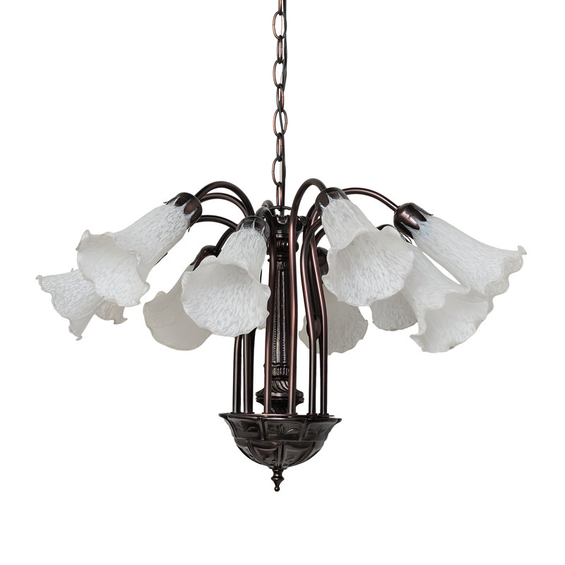 Tiffany 12 - Light Chandelier, White
