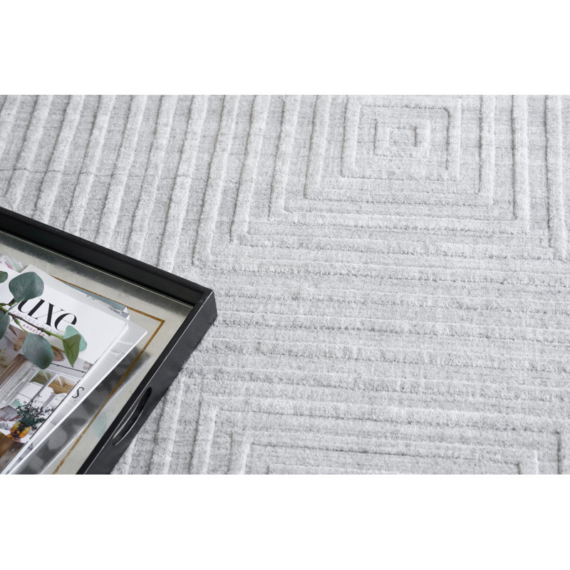 Castelli Geometric Area Rug in Light Silver, Rectangle 10' x 14', Light Silver