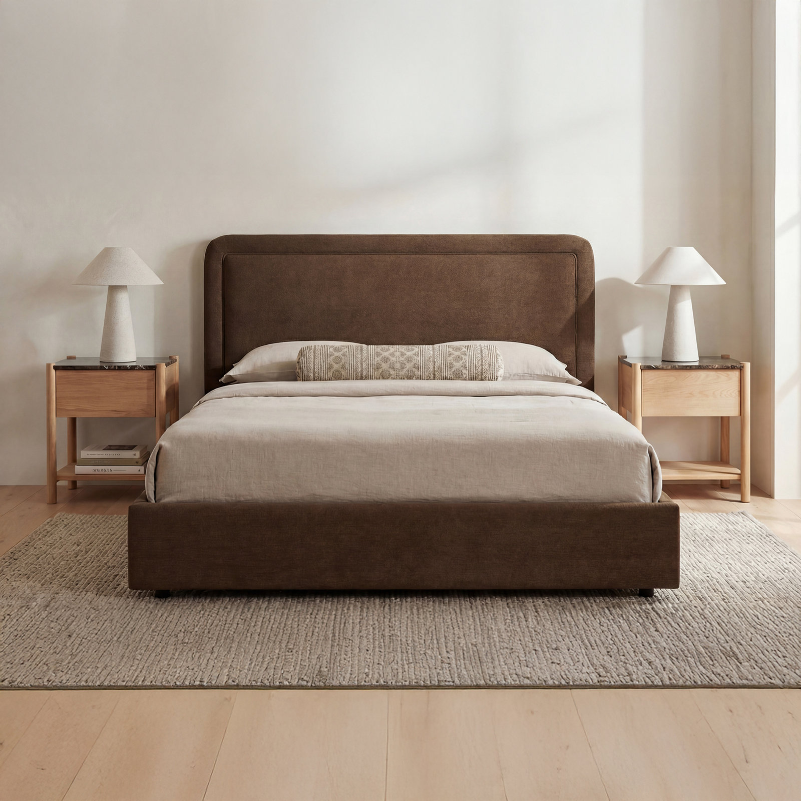 Lift-Up Storage Platform Bed, Brown, King
