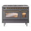 ILVE UPD406NMP Nostalgie II 48 inch Dual Fuel Range with 8 Total Black Brass Burners (Limited Edition)-1182327323-1182327324
