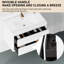 Meuble-lavabo de salle de bain, extérieur blanc brillant, meuble-lavabo spacieux à 36 tiroirs, construction, comptoir en résine de pierre, aspect