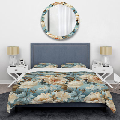 Ensemble de housse de couette Beige Timeless Peony Delights - Floral
