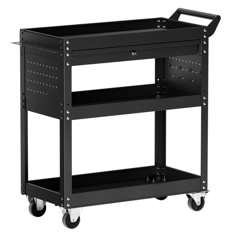 Chariot de travail sur roulettes à 4 niveaux avec chariot et panneau perforé 350 lb
