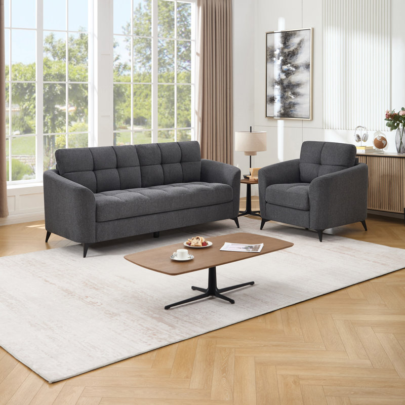 Rozalin 4 Seater Linen Sofa, Grey