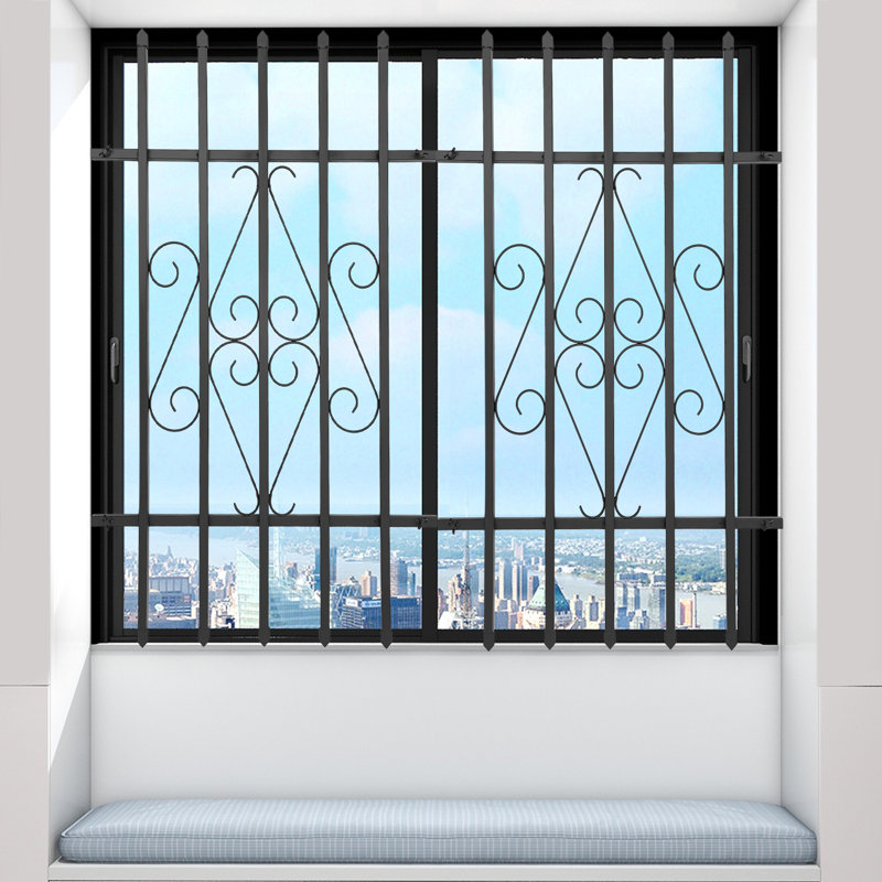 2 Pcs 24*36In Rectangular Black Sturdy Iron Window Guard Window Security Bars