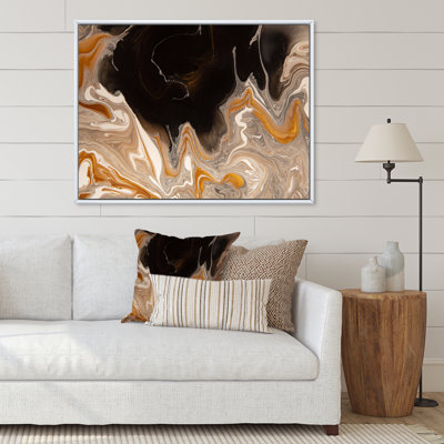 Vagues de marbre brun et noir - Peinture sur toile