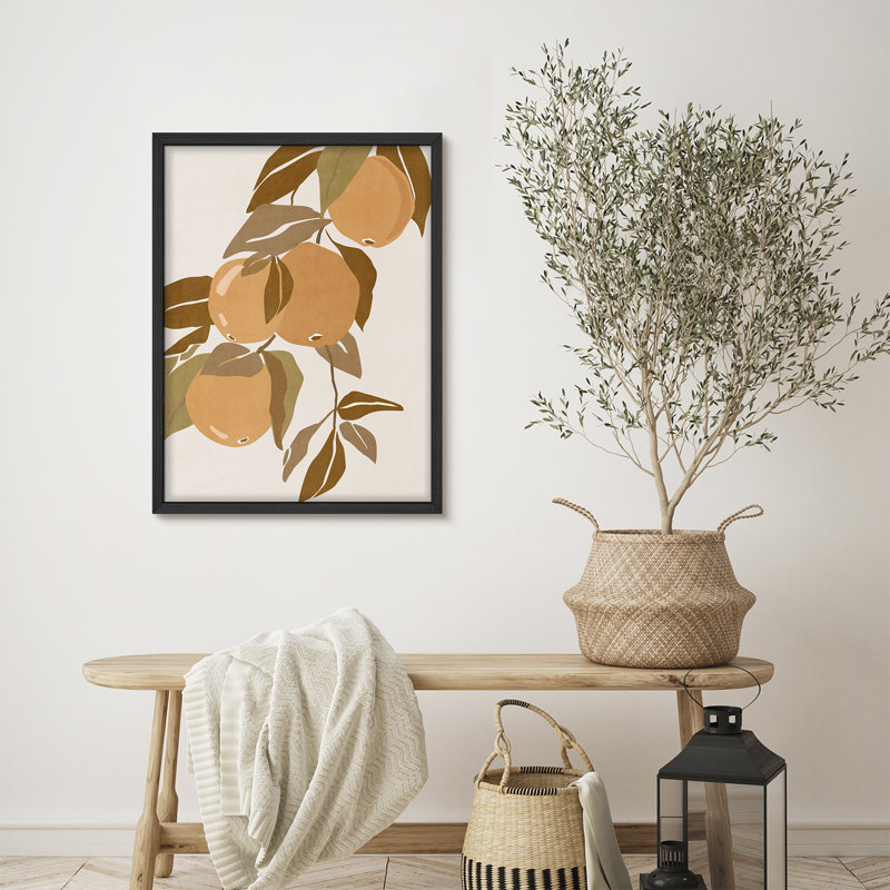 «Fruit on Branch», affiche rustique encadrée, Naturel, H 14 po x l 11 po
