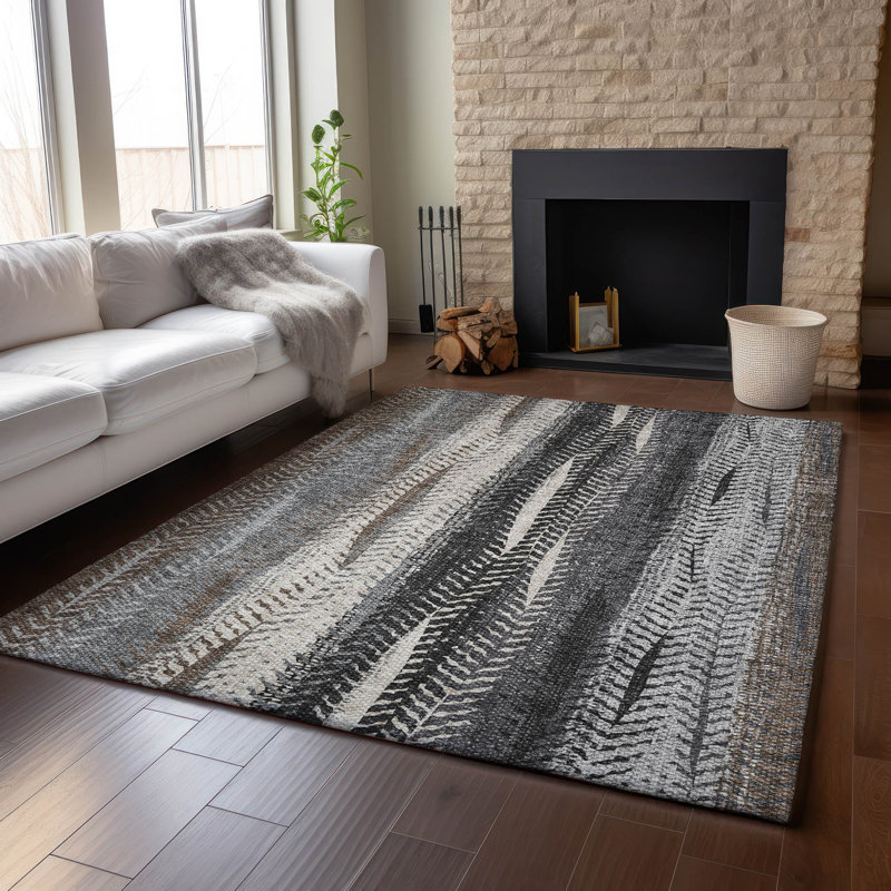 Premium Machine Washable Prisco Brown Rug, Rectangle 5' x 7'6"