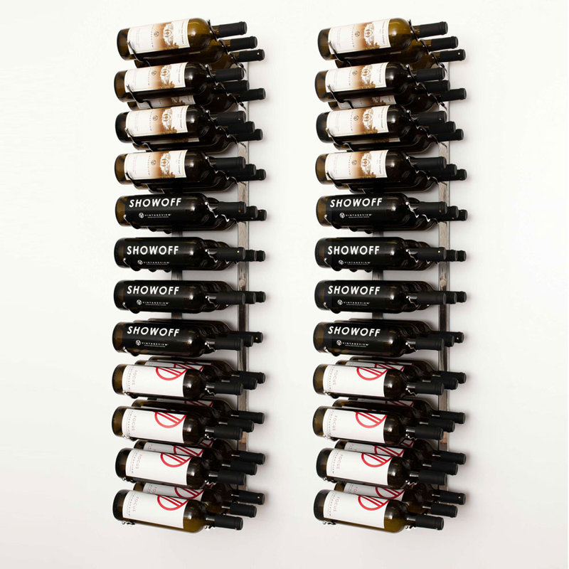 72 Bottle Wall Mounted Wine Bottle Rack, Brushed Nickel