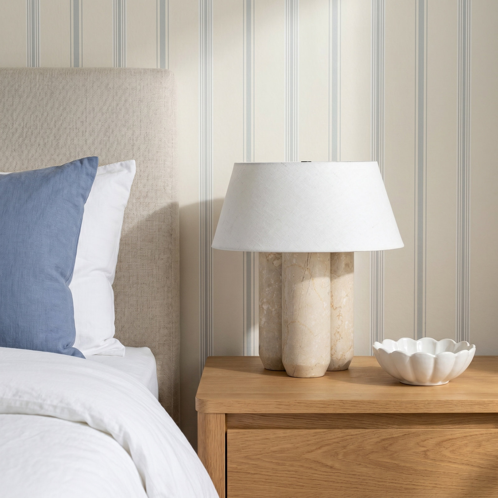 Bremen Table Lamp, Cream Marble