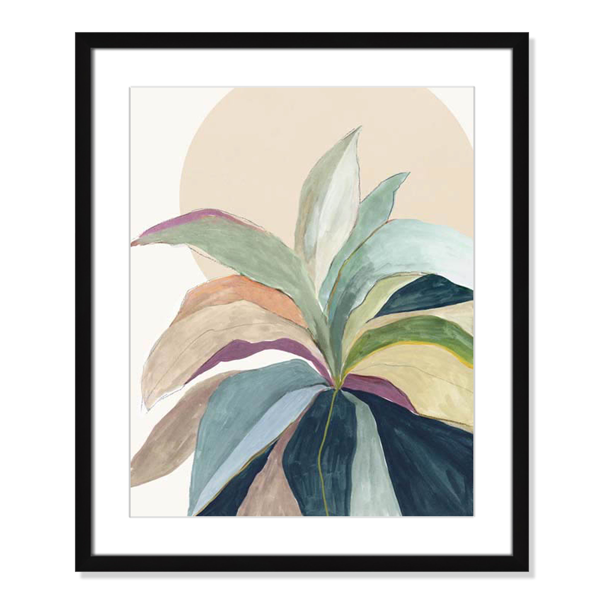 Sherbrooke Sunny Bright Leaves II by Asia Jensen Print, Black Single Picture Frame, 25.5" H x 21.5" W x 1.25" D, Yes