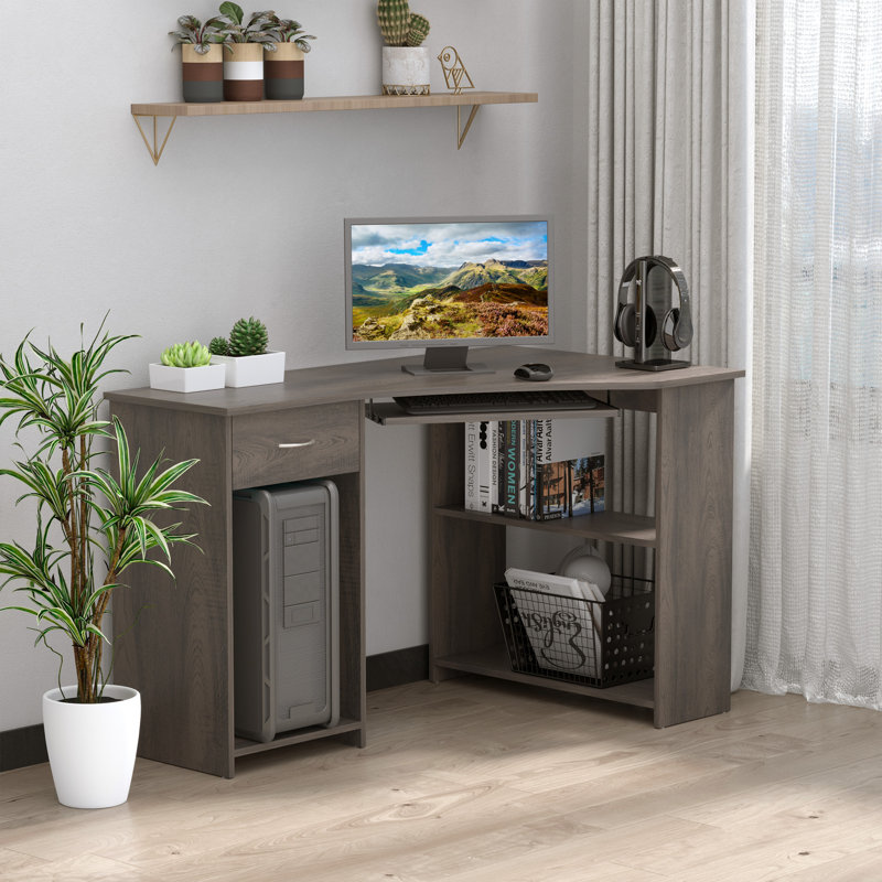 Corner Computer Desk, Grey