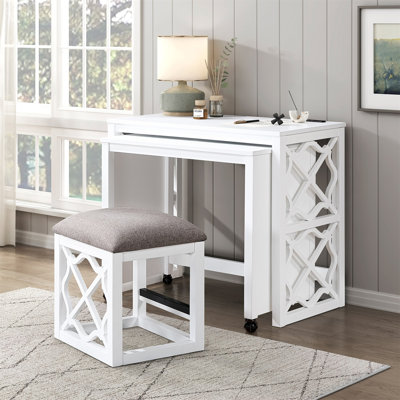 2Pc Writing Desk And Chair Set Metal Frame Faux Leather Upholstery Small Space Furniture Home Office