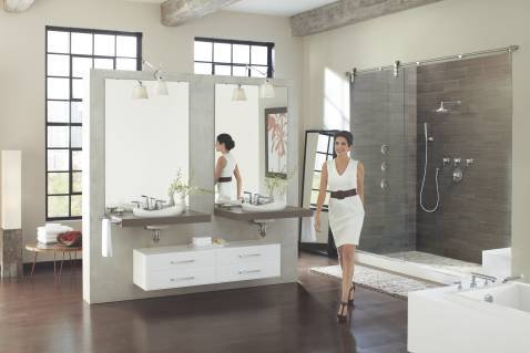 Garniture de douche avec poignée levier Arris, Nickel brossé