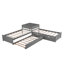 Lit plateforme gris en forme de L avec rangement - structure, maximise l'espace et le lit gigogne