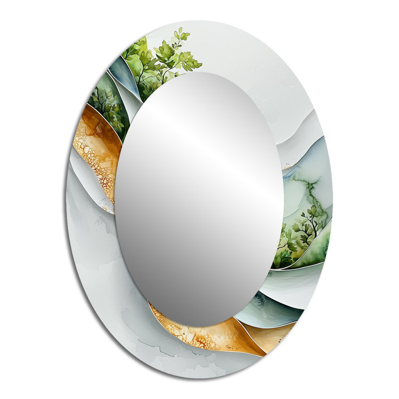 Nature Whispers Of Hard Edge Peinture II - Miroir mural moderne ovale, 40 po x 30 po