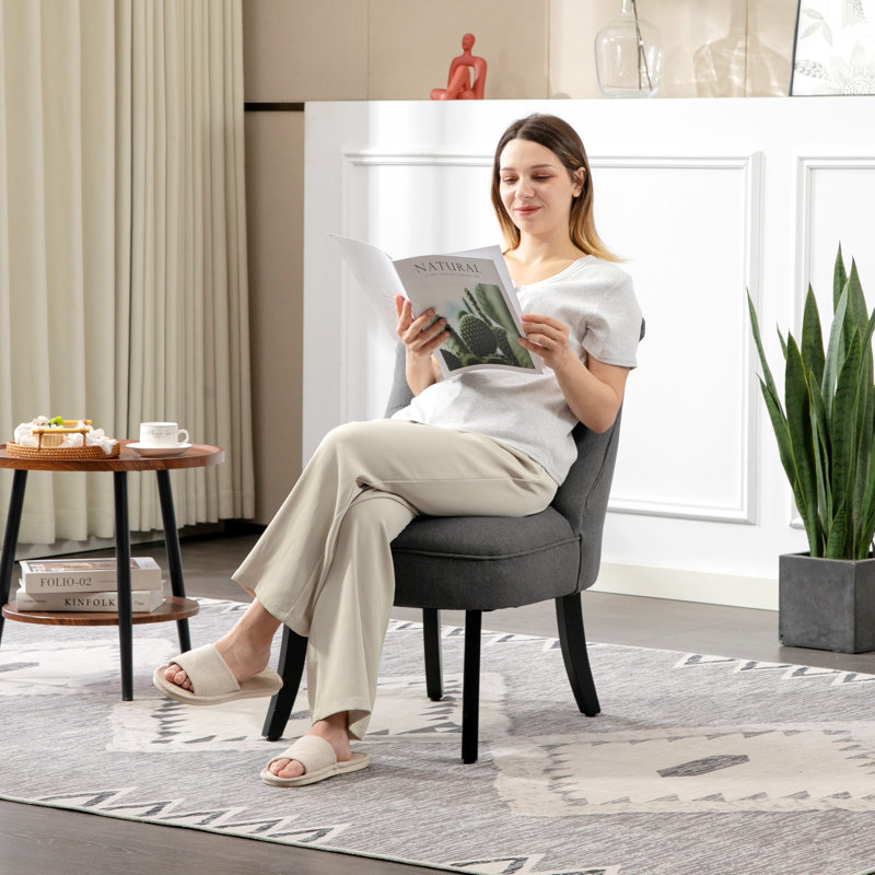 Kiyohisa 52.5cm Wide Tufted Lounge Chair, Charcoal Grey