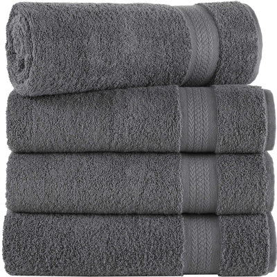4 Pack Bath Towels Quick-Dry High Absorbent 100% Turkish Cotton Towel for Bathroom, Guests, Pool, Gym, Camp, Travel, College Dorm, Shower