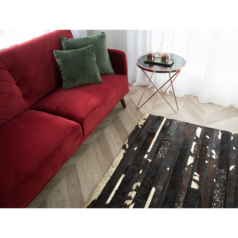 Patchwork Leather Area Rug, Rectangle 80 x 150cm