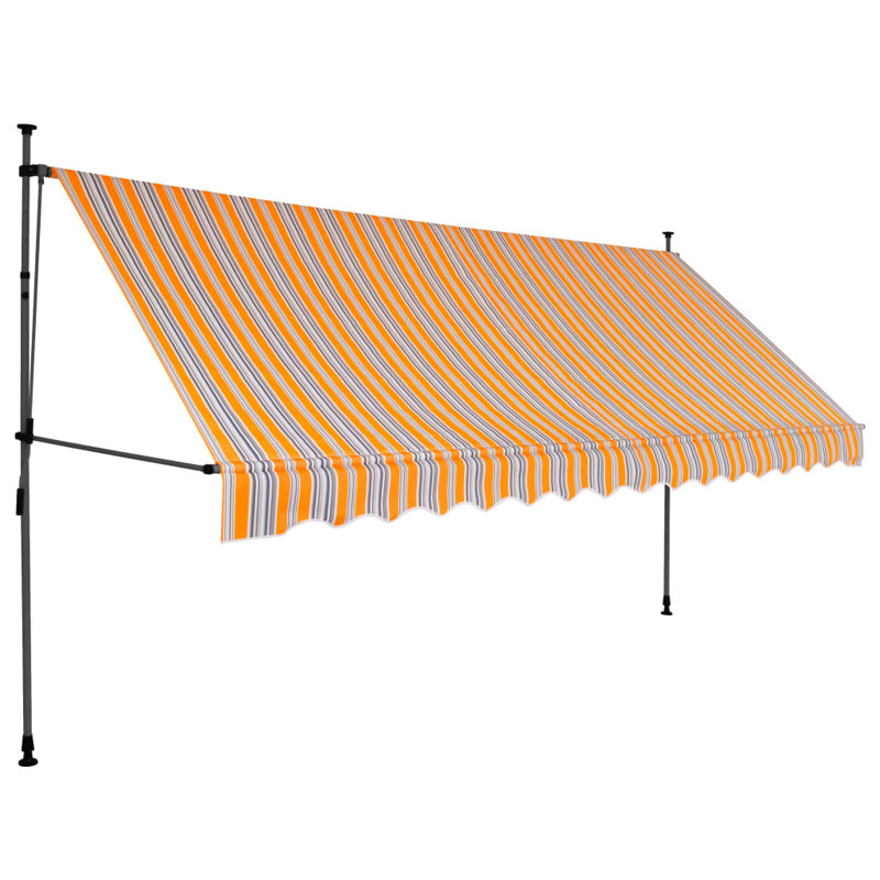 Dakota Fields Fabric Cover Retractable Patio Awning, 3.5m W x 1.2m D, Yellow/Blue (Black Frame)