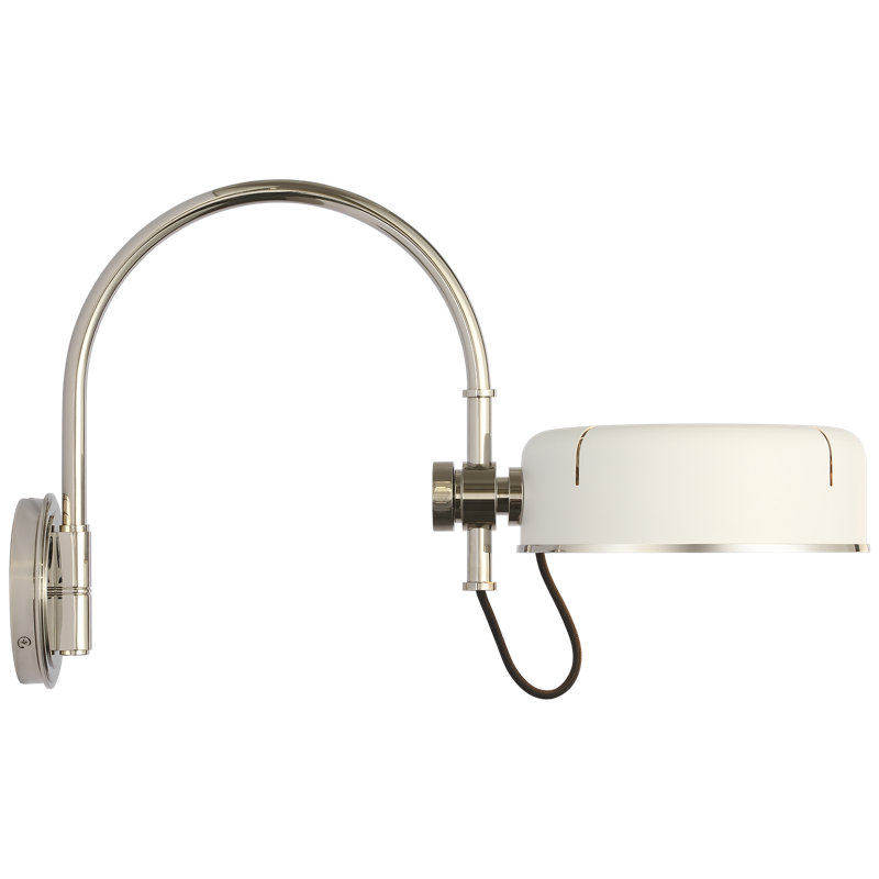Thomas O'Brien Oso 13" Articulating Arc Wall Light, White, Polished Nickel