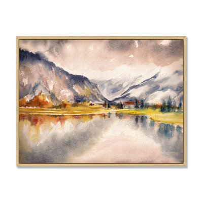 " Autumn Landscape With Sky Reflected On Lake " Painting Print