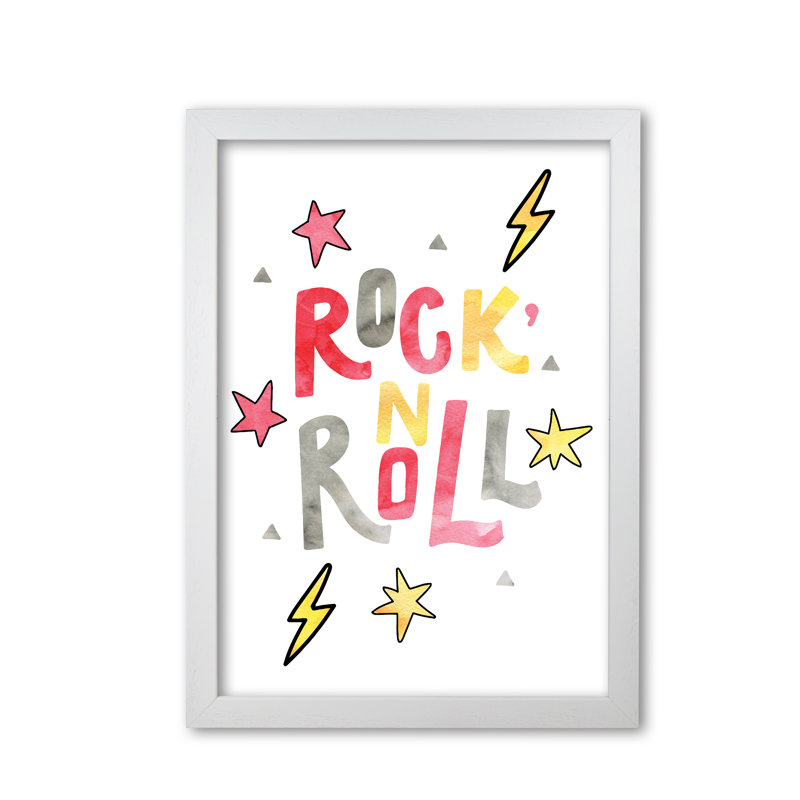Rock 'N Roll - Painting, White Grain Frame, 30 cm H x 21 cm W x 5 cm D