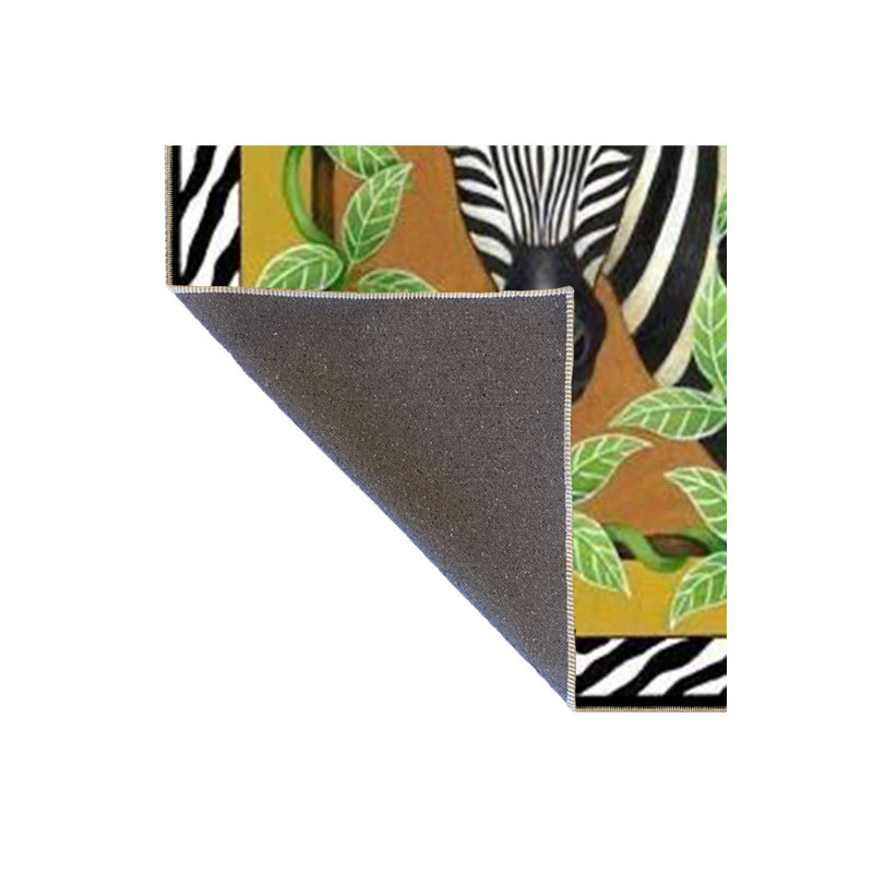 Tapis décoratif lavable à la machine Leaf and Zebra, Rectangle 3 pi 3 po x 4 pi 11 po