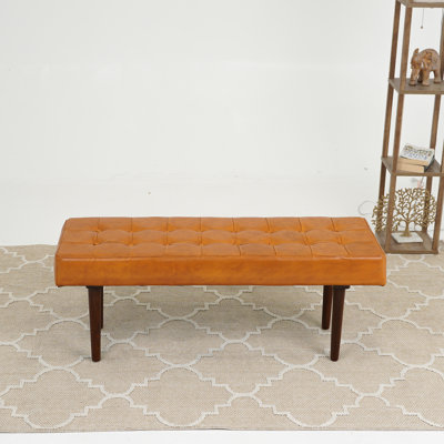 Speece Genuine Leather Upholstered Bench