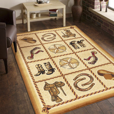 Tapis tribal beige Southwest