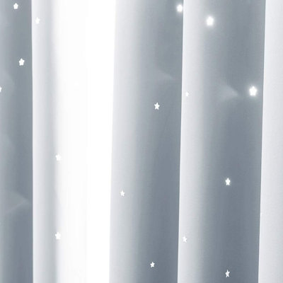 Star Cutout Curtains for Kids' Bedroom, Room Darkening Cute Window Decorative Blackout Curtain Sold as 2 Panels