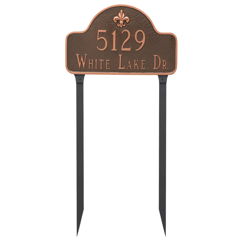 Plaque d'adresse 2 lignes estate, Or noir, Pelouse