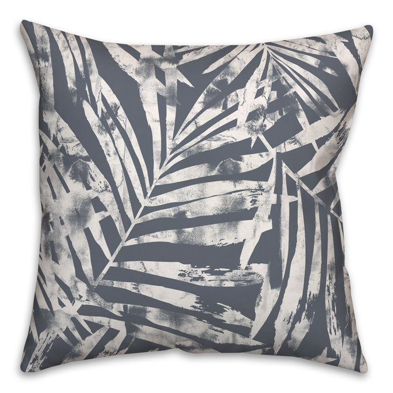  Coussin décoratif floral intérieur / extérieur en polyester, Ardoise, H 18 po x l 18 po