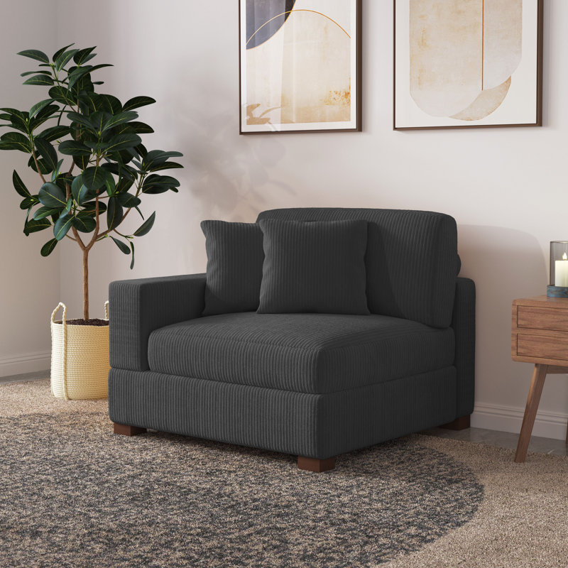 Upholstered Armchair, Grey Corduroy
