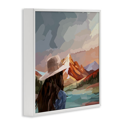 «Vibrant Mountain View with Girl», estampe numérique, design par Amelia Noyes