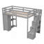 Lit mezzanine simple avec tiroirs et tiroirs de rangement, lit mezzanine en bois avec tablettes - gris-1915896925
