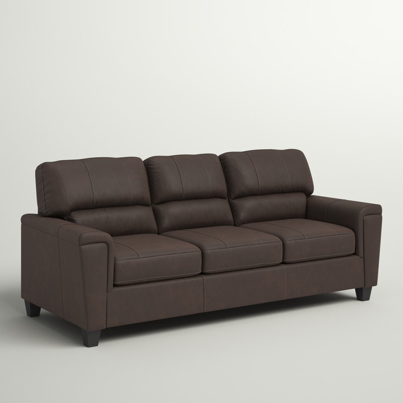 Inaayah 89" Square Arm Sofa, Inaayah Chestnut Faux Leather