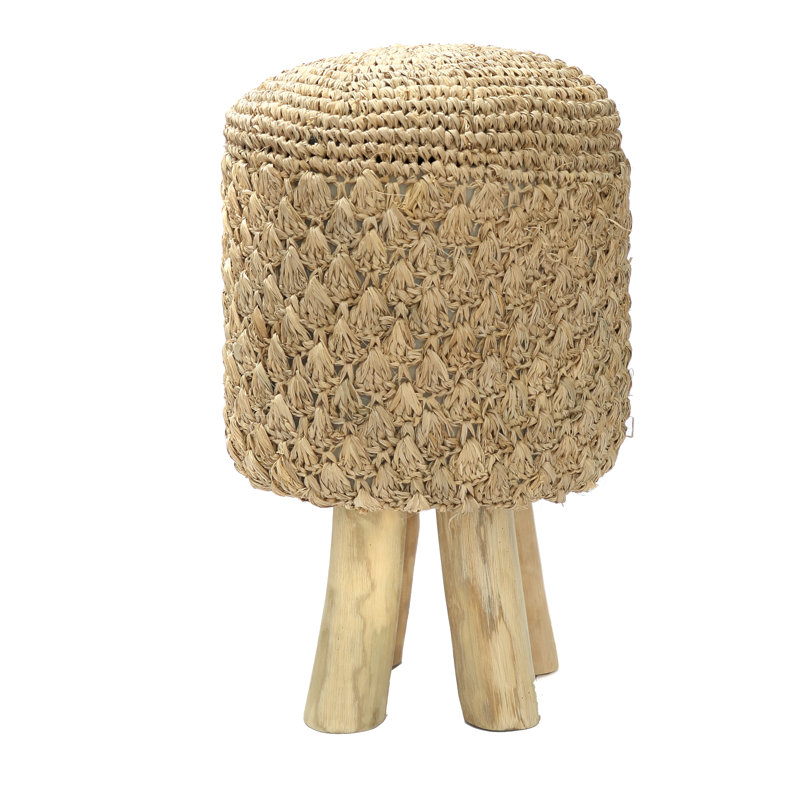 The Raffia Solid Wood Accent Stool
