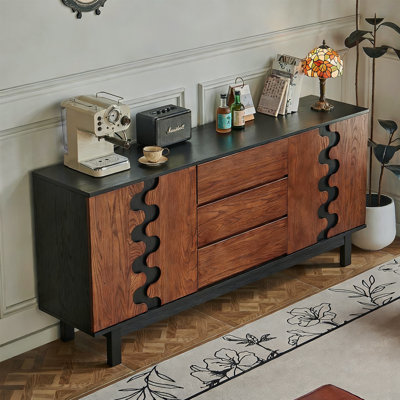 Black+Nut-brown Solid + Manufactured Wood Sideboard