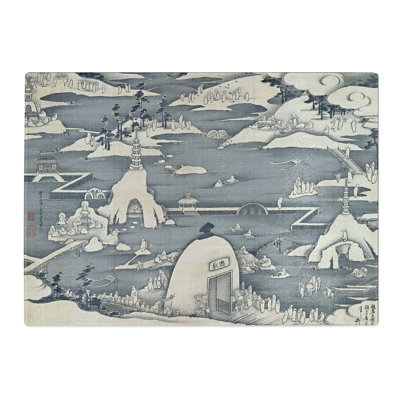 Tempered Glass Landscape View by Ito Jakuchu Chopping Board