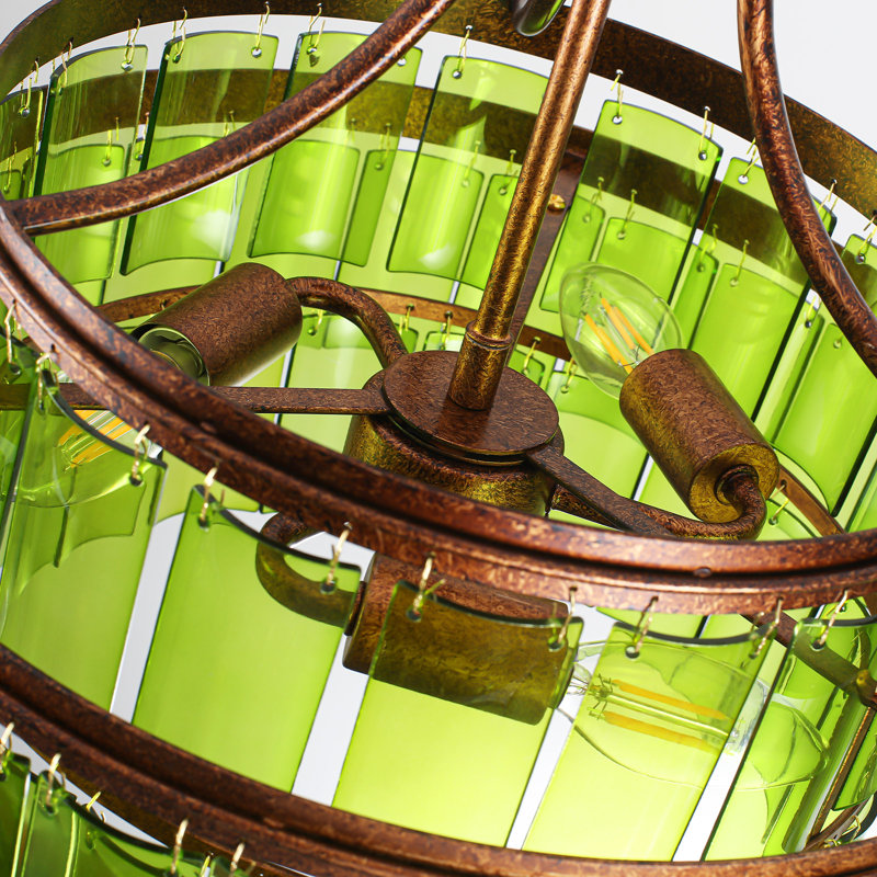 Plafonnier encastré en verre vert 3 lumières